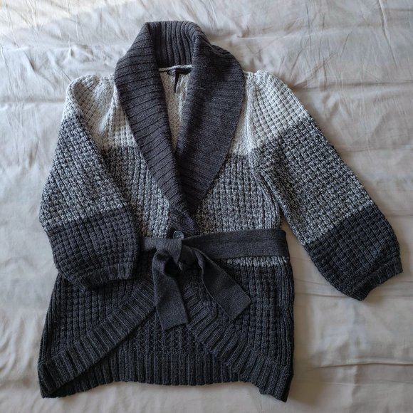 BCBGMaxAzria Size M, Gray Wrap Cardigan with Shawl Collar - Picture 3 of 7